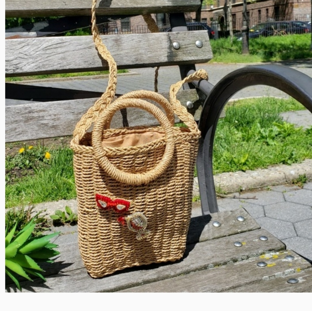 Straw shoulder bag neutral